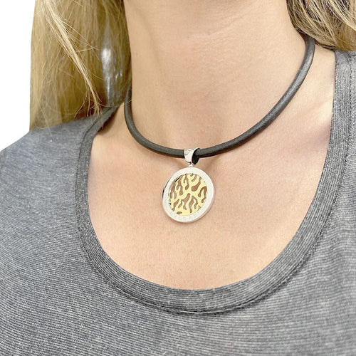 Pendentif Pendentif Bulgari, "Tondo Fire", acier, or jaune. 58 Facettes 32281