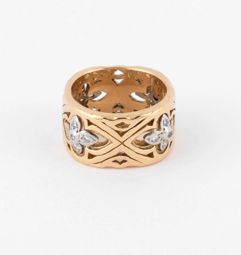 Bague Bague Motifs fleurs Or Jaune Ciselé 58 Facettes