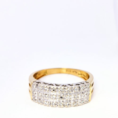 Bague Bague or jaune pavage diamants 58 Facettes 5622