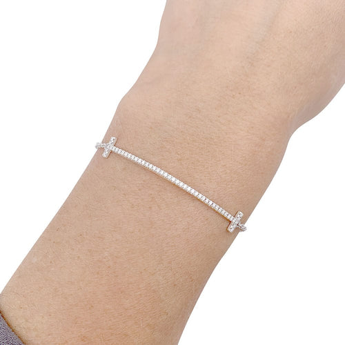Bracelet Bracelet Tiffany & Co., "Tiffany T Smile", or blanc, diamants. 58 Facettes 33175