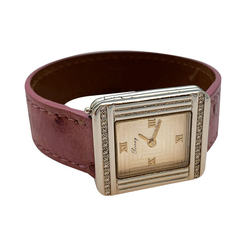 Montre Montre "Ma Première" Poiray, acier et diamants sur cuir. 58 Facettes 30623
