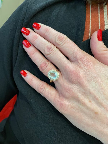Bague 56 BAGUE MARGUERITE AIGUE-MARINE ET DIAMANTS 58 Facettes 058791