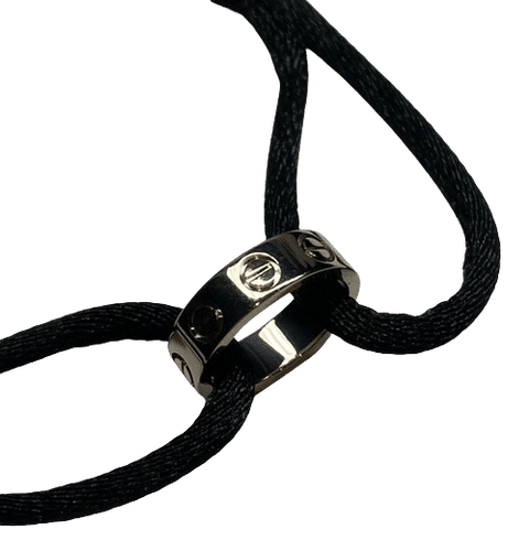 Bracelet CARTIER - BRACELET BABY LOVE OR BLANC 18K CORDON NOIR 58 Facettes