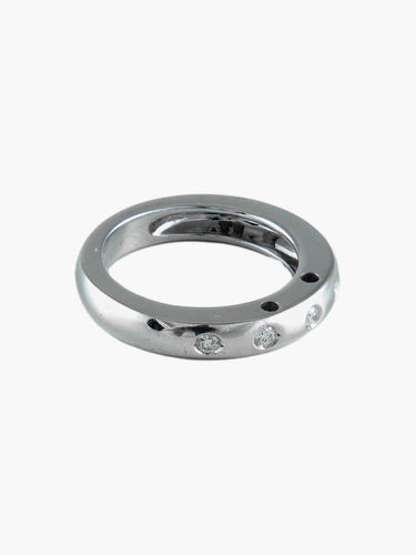 Bague Anneau Or blanc 5 Diamants 58 Facettes