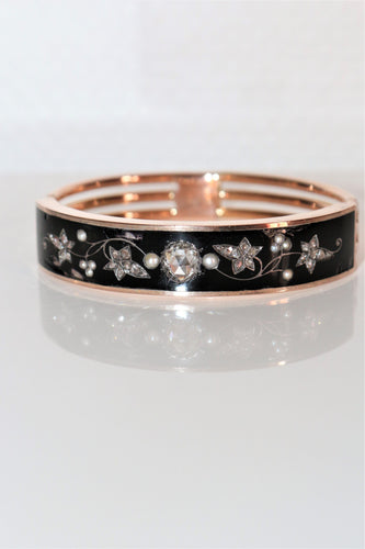 Bracelet Bracelet Napoléon III Or Rose Et émail Noir 58 Facettes 545