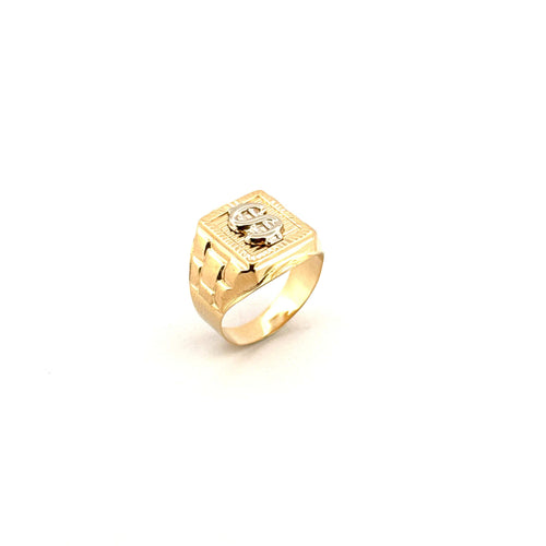 Bague 61 Chevalière Dollars en or jaune 18 carats 58 Facettes