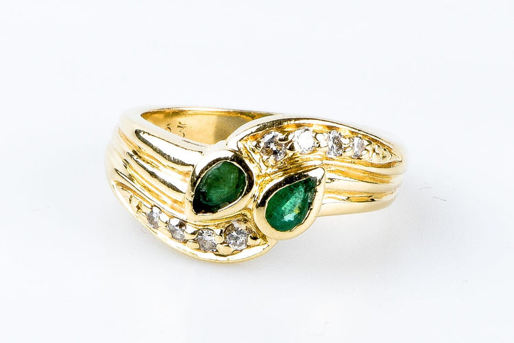 Bague 52 Bague diamants émeraudes en or massif 58 Facettes