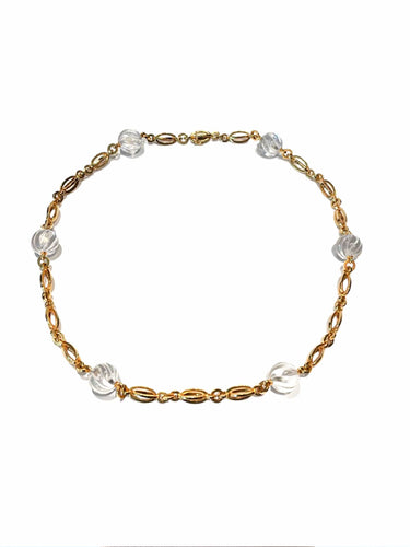 Collier Sautoir Boules de Cristal et Or Jaune 58 Facettes