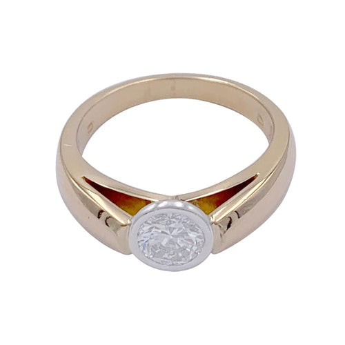 Bague 54 Bague solitaire or jaune, platine. 58 Facettes 32407