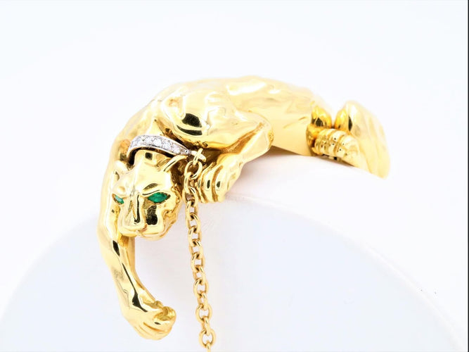 Bracelet Bracelet Panthère Or jaune Emeraude 58 Facettes 1480604CN