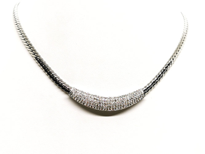 Collier Collier Maille anglaise Or blanc Diamant 58 Facettes 578633CD