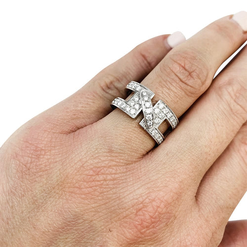 Bague 53 Bague Chaumet, "Lien Ajouré", or blanc, diamants. 58 Facettes 30991