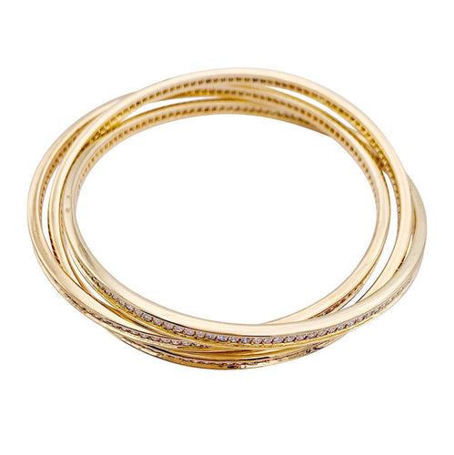 Bracelet Bracelet triple joncs or jaune, diamants. 58 Facettes 32735
