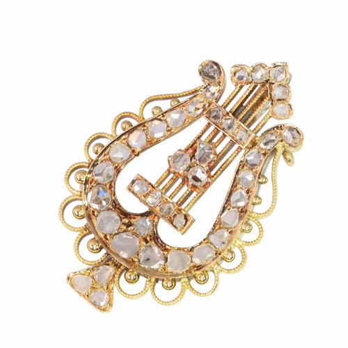 Broche Broche - Diamants et Harmonie : Broche-Pendentif Lyre Or 1870 58 Facettes 24003-0230