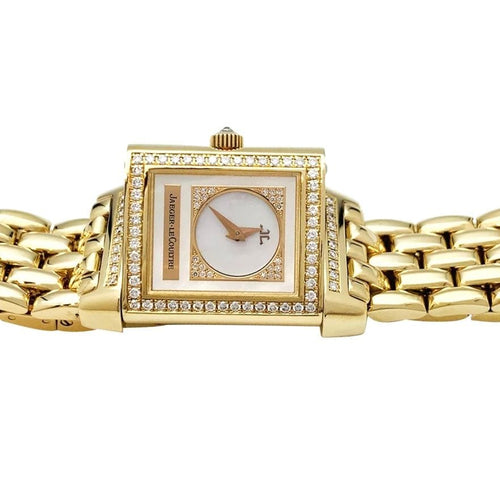 Montre Montre Jaeger Lecoultre "Reverso Duetto" en or jaune, nacre et diamants. 58 Facettes 32208