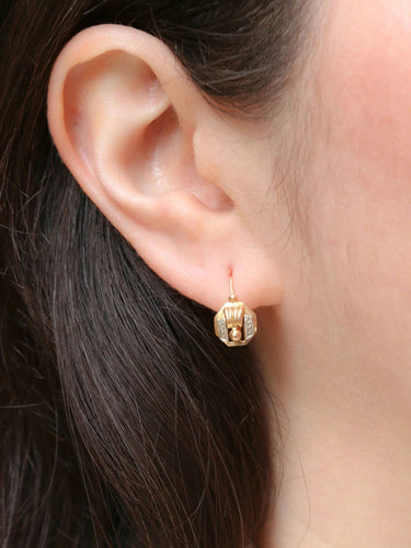 Boucles d'oreilles Dormeuses Art-Déco Or jaune et blanc 58 Facettes J269