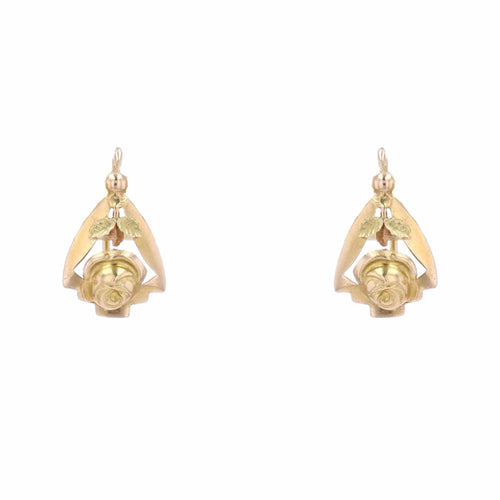 Boucles d'oreilles Dormeuses anciennes roses en or jaune 58 Facettes 15-285
