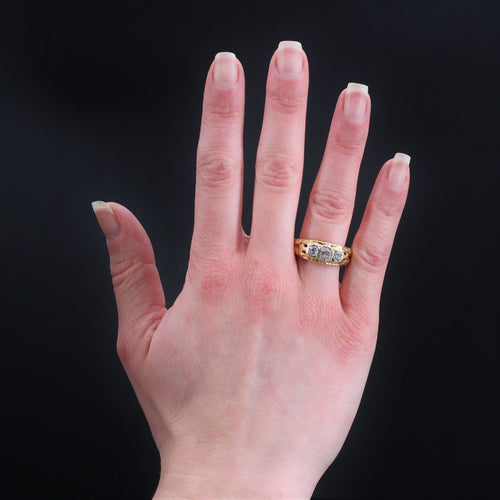 Bague 58 Bague jonc ancienne 3 diamants 58 Facettes 22-572