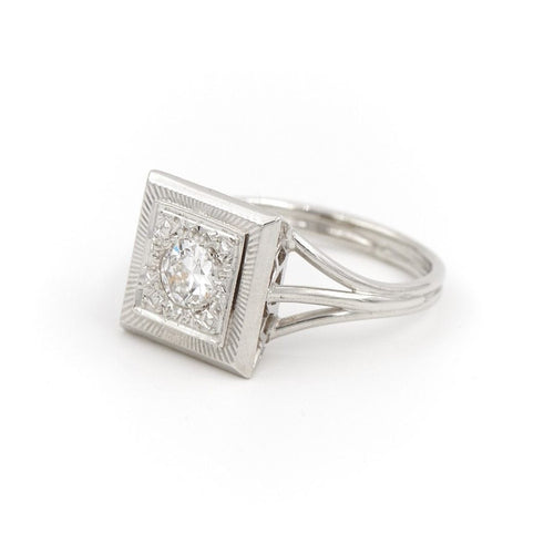 Bague 51 Bague Art déco Or blanc Diamant 58 Facettes 1783263CN
