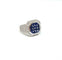 Bague Chevalière or blanc saphirs calibrés et diamants 58 Facettes