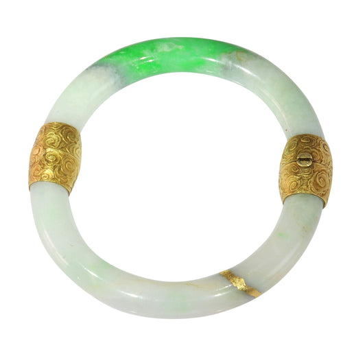 Bracelet Jade vintage avec raccords en or 18 carats : les chroniques silencieuses d'un bracelet victorien 58 Facettes 19254-0157