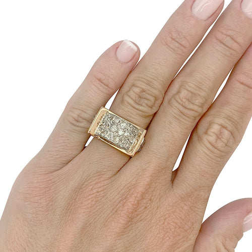Bague 52 Bague "Tank" or rose, platine et diamants. 58 Facettes 31833