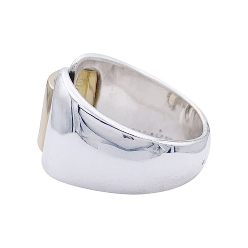 Bague 49 Bague Hermès, "Bakuba", or jaune, argent. 58 Facettes 32721