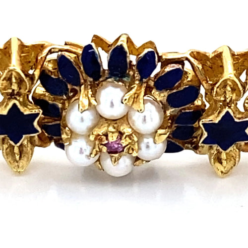 Bracelet Bracelet Or Email Perle Rubis 58 Facettes