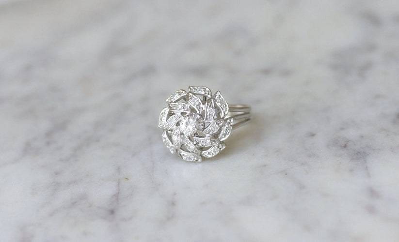 Bague Bague spirale or blanc et diamants 58 Facettes