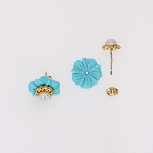 Boucles d'oreilles Boucles d'oreilles turquoises perles et or 58 Facettes 23-172