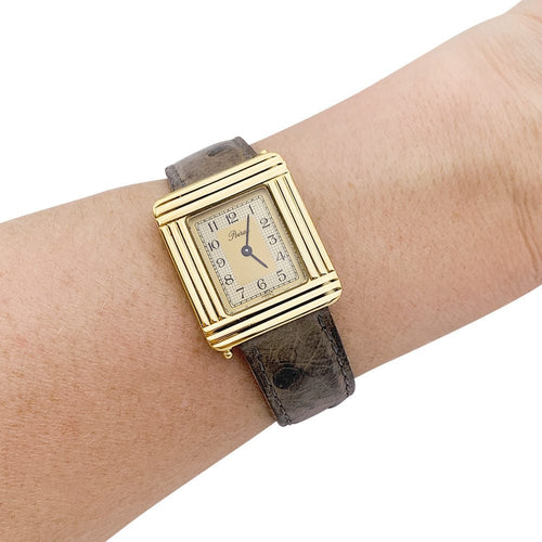 Montre Montre Poiray, Ma Première, en or jaune, bracelet cuir interchangeable. 58 Facettes 32581