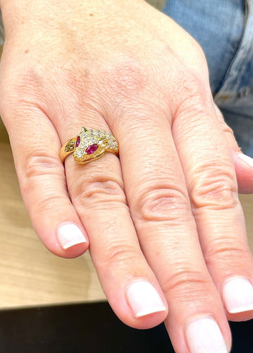 Bague 57 Bague tête de panthère pierres 58 Facettes