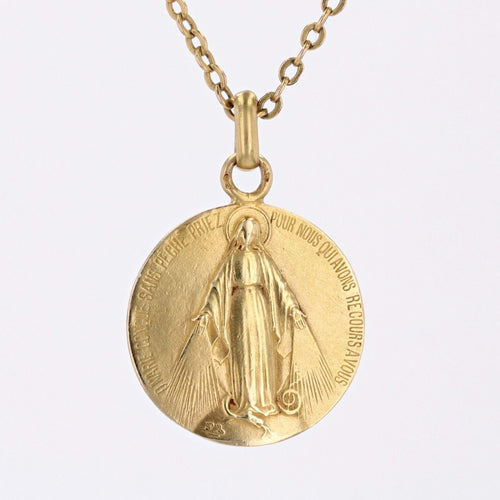 Pendentif Médaille ancienne Vierge Miraculeuse or jaune 58 Facettes 19-491