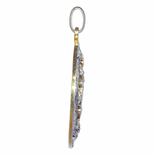 Pendentif Médaille Art déco diamants et saphirs 58 Facettes 23191-0433