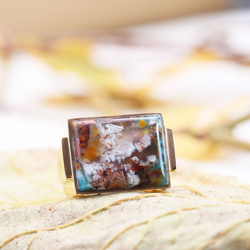 Bague 63 Chevalière ancienne agate confetti 58 Facettes 23-289