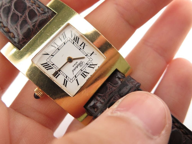Montre montre CHOPARD your hour or jaune et cuir quartz 58 Facettes 254883