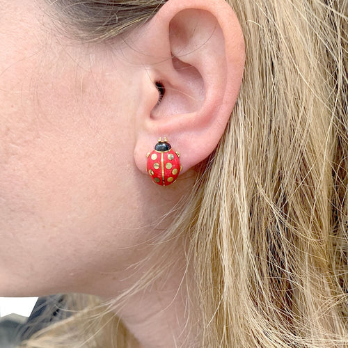 Boucles d'oreilles Boucles d'oreilles Cartier, "Coccinelles", or jaune, émail. 58 Facettes 32315