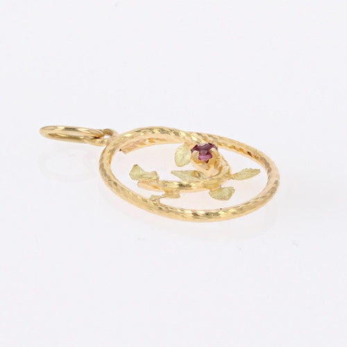 Pendentif Pendentif ancien grenat et feuilles d'or 58 Facettes CVP68
