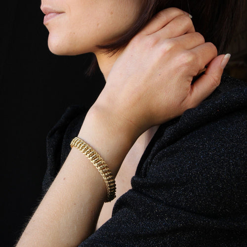 Bracelet Bracelet fin maille américaine ciselée or jaune 58 Facettes 23-224