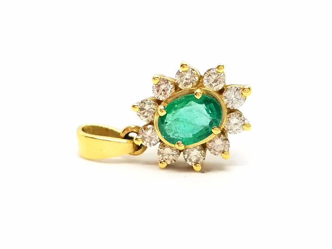 Pendentif Pendentif Fleur Or jaune Emeraude 58 Facettes 06530CD