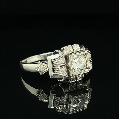 Bague 57 Bague Art déco Or Diamant 58 Facettes
