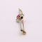 Broche Broche Arte Déco en 2 ors, rubis synthétique sur tête ronde 58 Facettes