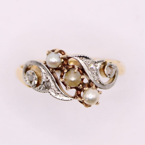 Bague Bague Trilogie Belle Epoque Perles fines Diamants 58 Facettes