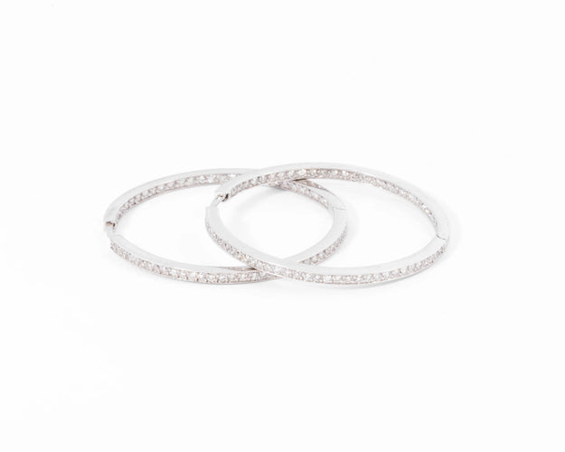 Boucles d'oreilles Créoles en or gris, diamants 58 Facettes