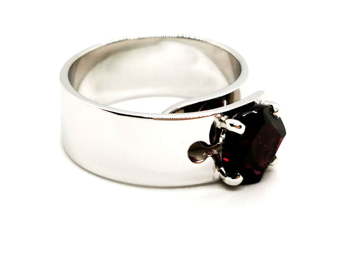 Bague 54 Dinh Van Bague Sixtine Or blanc Grenat 58 Facettes 1505955CN