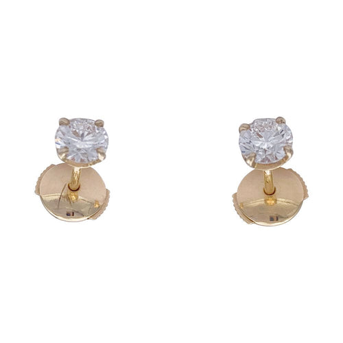 Boucles d'oreilles Puces d'oreilles en or jaune, diamants. 58 Facettes 31965