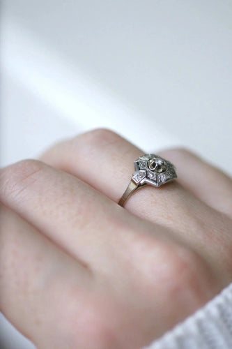 Bague Bague Hexagonale Art Déco Diamants 58 Facettes