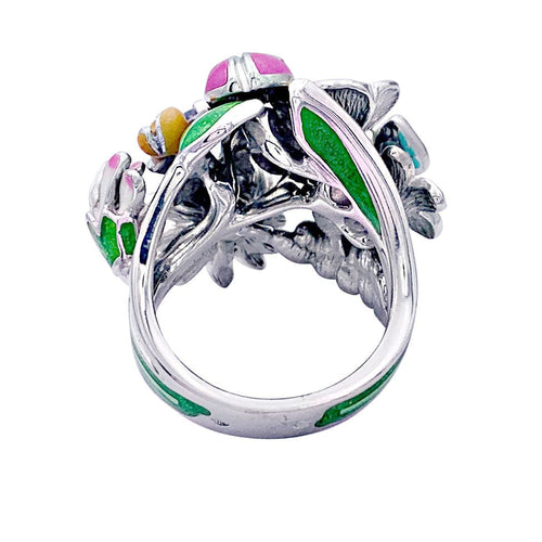 Bague 54 Bague Dior, "Diorette", or blanc, émail, aigue-marine et diamant. 58 Facettes 32965
