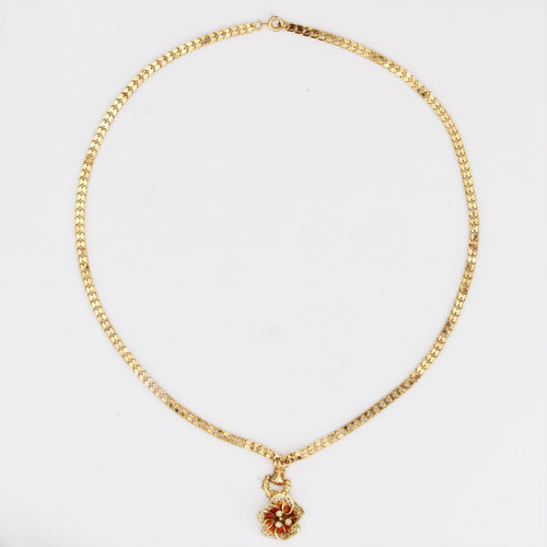 Collier Collier ancien en or et sa fleur émaillée et diamantée 58 Facettes CVCO12