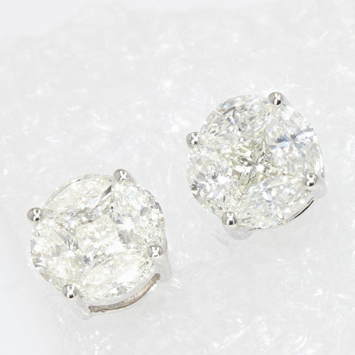 Boucles d'oreilles Puces d'oreilles diamants 0.20 carat or blanc 58 Facettes 23-258A